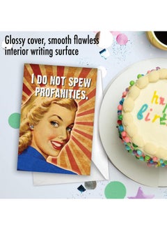 NobleWorks - 1 Funny Happy Birthday Greeting Card - Retro Woman Humor, Notecard Talk Bubbles - Mind Your Language C3229Bdg  - Image 5