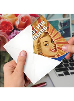 NobleWorks - 1 Funny Happy Birthday Greeting Card - Retro Woman Humor, Notecard Talk Bubbles - Mind Your Language C3229Bdg  - Image 4