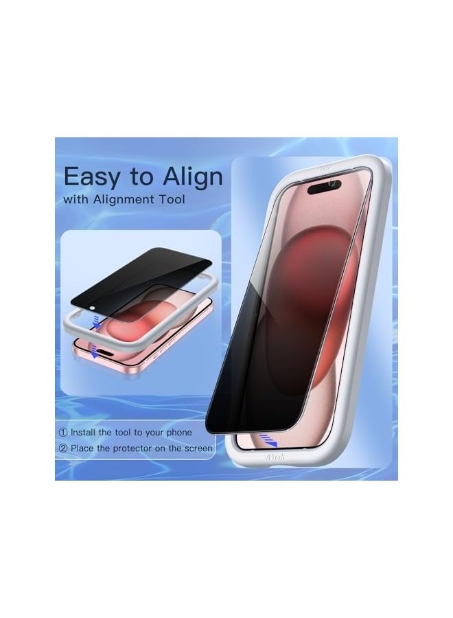 Jetech Privacy Screen Protector for iPhone 15 6.1-Inch, Anti-Spy Tempered Glass Film with Easy Installation Tool, 2-Pack - Image 5