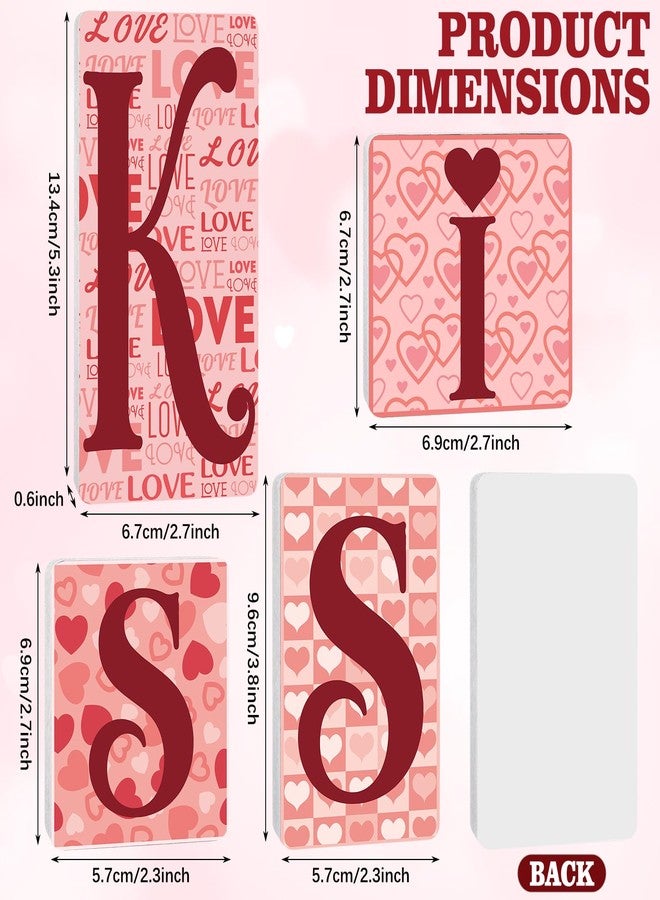 جيتك لافتات قبلات عيد الحب من جيتك، زينة طاولة قائمة بذاتها على شكل قلب خشبي، زينة طاولة عيد الحب، صينية متعددة الطبقات لتزيين حفلات الزفاف، ديكور منزلي، ديكور مكتب، ديكور رف الموقد، ديكور طاولة الحفلات - Image 2