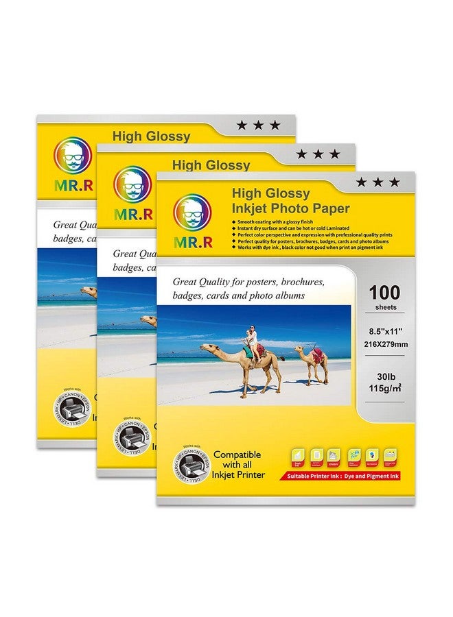 MR.R Single Side High Glossy Inkjet Photo Paper Letter Size 8.5"X11" With 100 Sheets Per Pack 115Gsm 30Lb - Image 2