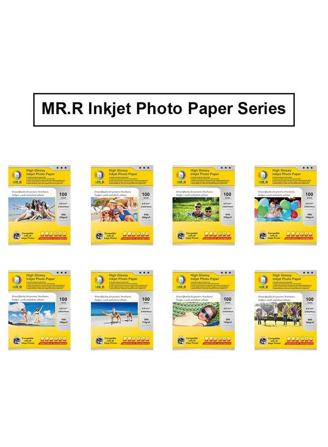 MR.R Single Side High Glossy Inkjet Photo Paper Letter Size 8.5"X11" With 100 Sheets Per Pack 115Gsm 30Lb - Image 3