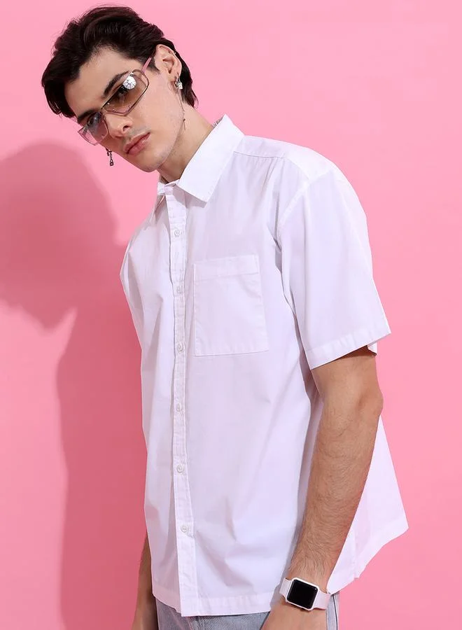 HIGHLANDER Oversized Solid Drop Shoulder Shirt by Styli