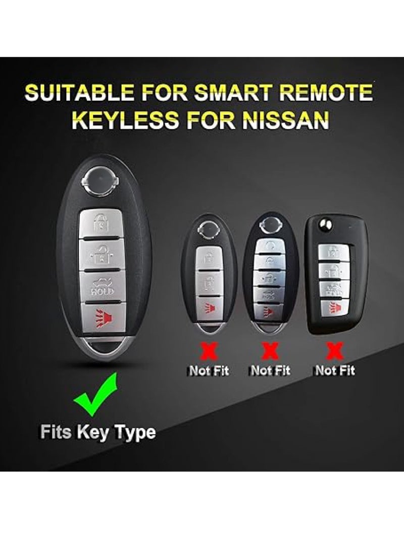 OUYoo - OUYoo For Nissan Key Fob Cover, for Nissan Altima Accessories Maxima Rogue Armada Pathfinder Infiniti Premium Soft TPU Full Cover Smart Remote Keyless Key，With key chain(4 Button only) (Red） - Image 1