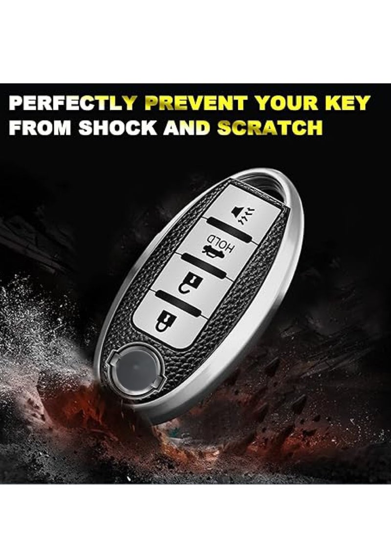OUYoo - OUYoo For Nissan Key Fob Cover, for Nissan Altima Accessories Maxima Rogue Armada Pathfinder Infiniti Premium Soft TPU Full Cover Smart Remote Keyless Key，With key chain(4 Button only) (Red） - Image 1