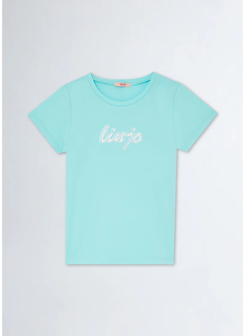 Liu Jo T-Shirt with Logo and Gemstones