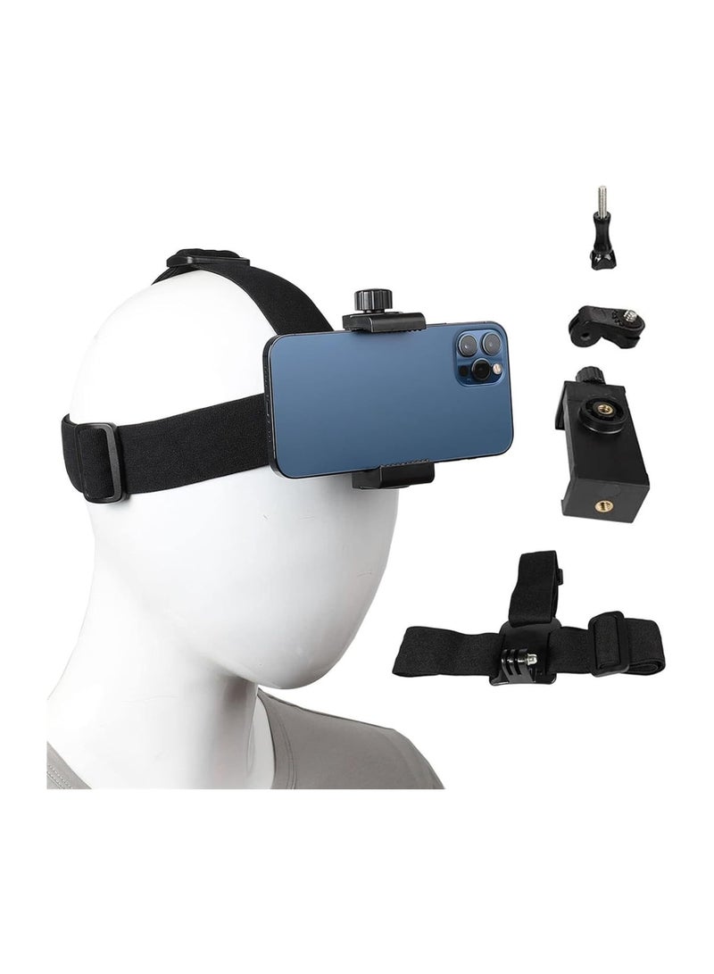 كيلا كاميرا مثبتة على الرأس، حامل كاميرا على الرأس مع حزام نايلون قابل للتعديل يناسب معظم أحجام الرأس، حامل هاتف محمول مثبت على الرأس للصيد وركوب الدراجات النارية وغيرها من الرياضات الخارجية - Image 1