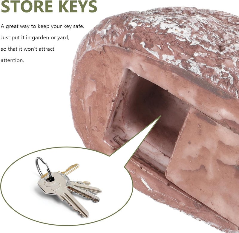 Veemoon Fake Rock Key Hider Outdoor Garden Stone Resin Key Holder Box Spare Safe for Landscape Hideaway Storage - Image 3