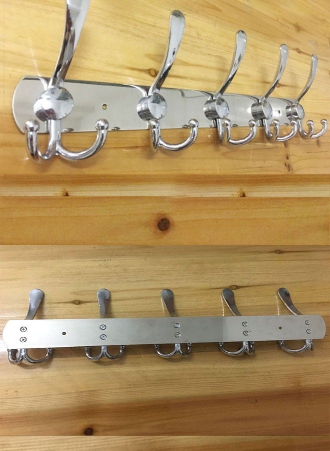 إيه جي دي رف تعليق ملابس من الستانلس ستيل يثبت على الجدار مزود ب15 خطاف لتعليق المعاطف والأثواب والقبعات والمناشف فضي - Image 4