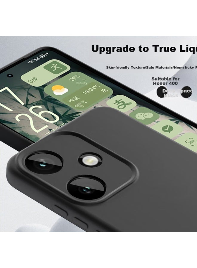Shangsu Liquid Silicone Soft Case For Honor 400, Full Protection Cover For Huawei Honor 400, Anti-drop, Simple Solid Color, Heat Dissipation, Premium Quality, Uni, Black - Image 1