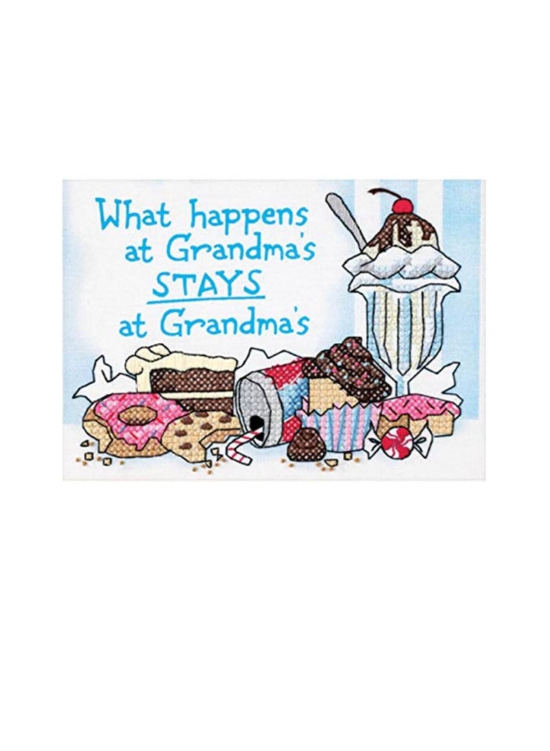 Dimensions Mini Stamped Cross Stitch Kit 7 inch x 5 inch What Happens At Grandma's - Image 2