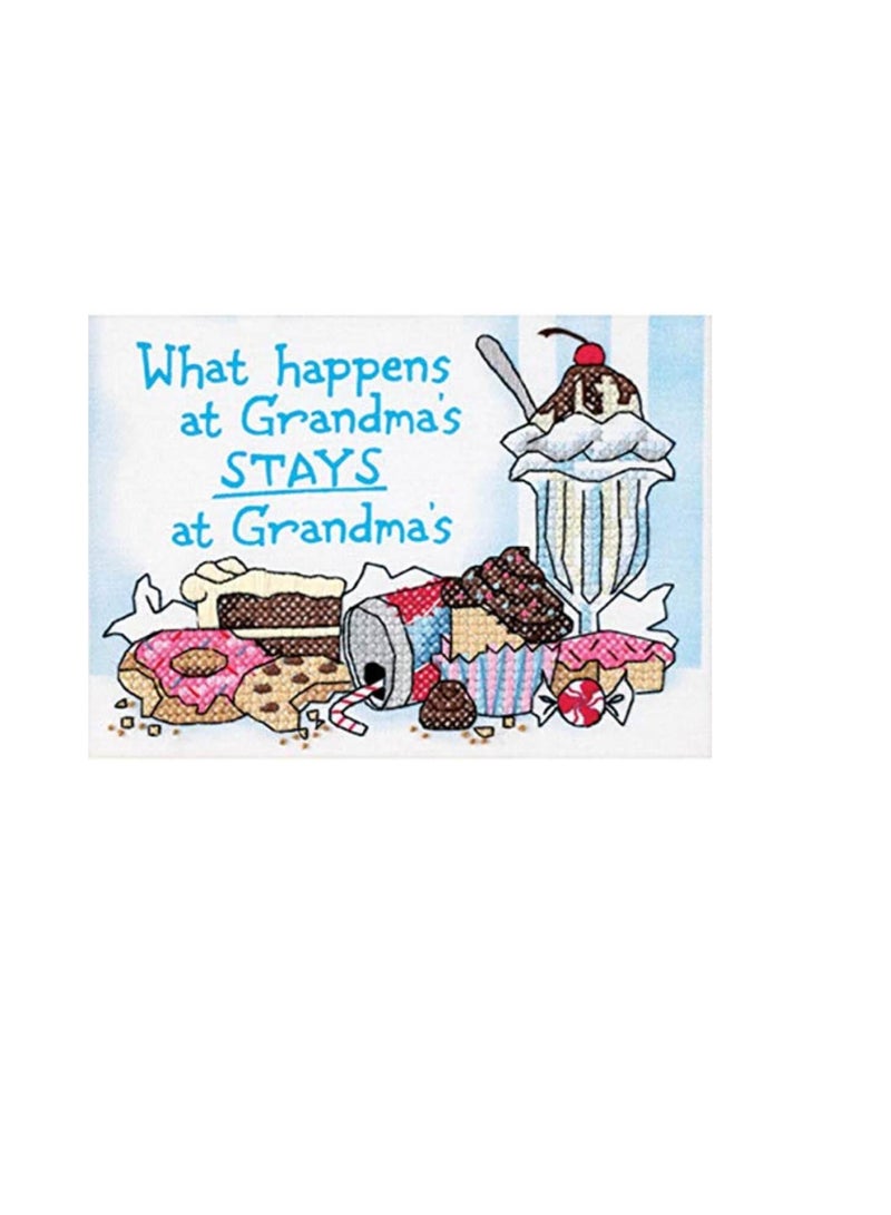 Dimensions Mini Stamped Cross Stitch Kit 7 inch x 5 inch What Happens At Grandma's - Image 3