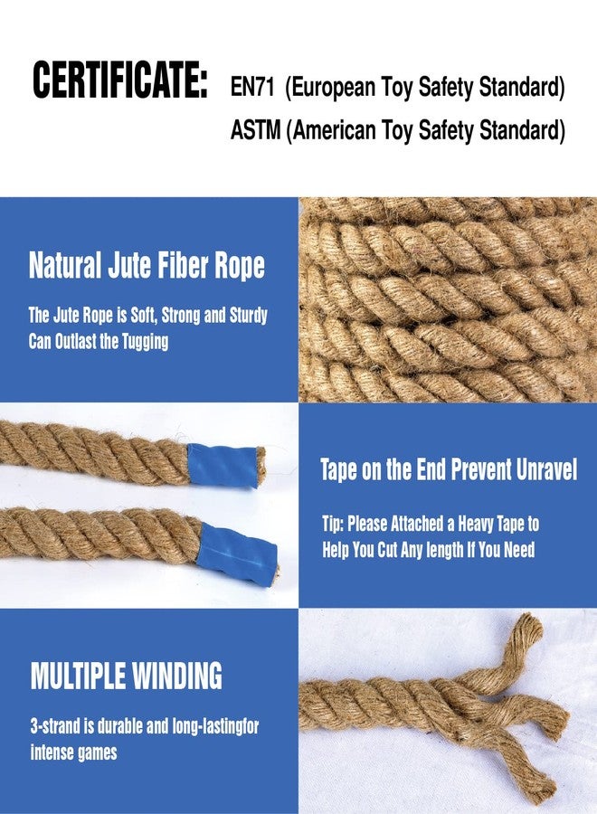 Gothink 33 FT Tug of War Rope Toys Set for Kids - Soft Natural Jute Fiber Rope with Red Flag for Field Day, Birthday Holiday Party Game, Camping Backyard Outdoor Games & Team Activities - Image 2