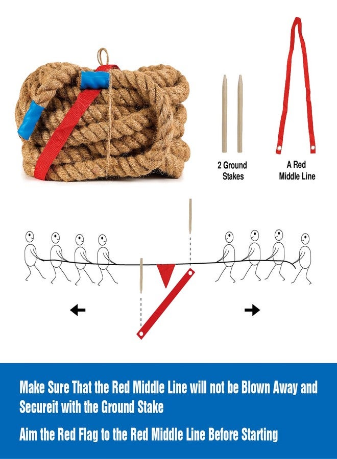 Gothink 33 FT Tug of War Rope Toys Set for Kids - Soft Natural Jute Fiber Rope with Red Flag for Field Day, Birthday Holiday Party Game, Camping Backyard Outdoor Games & Team Activities - Image 4
