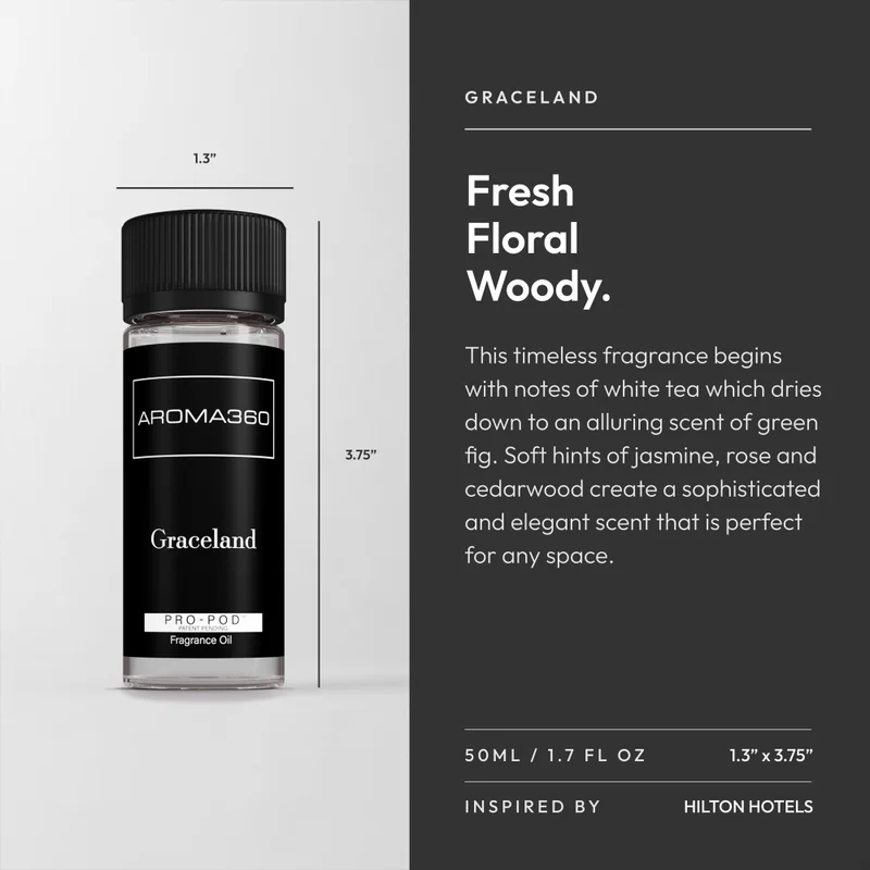 Aroma360  Graceland Pro-Pod Oil Blend - Hotel Inspired for Luxury Essential Oil Diffusers - Aromatherapy Scent Diffuser Oil - White Tea, Fig, and Rose - 50 mL, 1.7 fl oz  | Best Price UAE