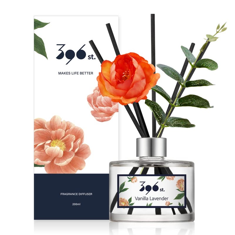 396 st. Peony Flower Reed Diffuser  Vanilla Lavender(Also Known as Garden Lavender)  200ml(6.7oz) / Reed Diffuser Sets  Scentsy Home Fragrance  Scented Oils  Home & Bathroom D?cor - Image 1