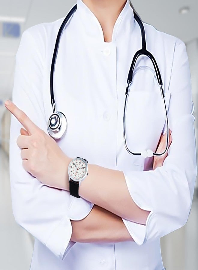 IBSO BOERNI AIBISINO Women Watch for Nurse Easy to Read Dial Wristwatches Silicone Band Water Resistant Watches Second Hand and 24 Hour (0027 Black) - Image 3