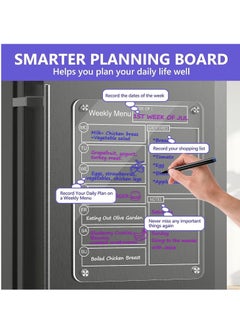 Generic Transparent Acrylic Magnetic Fridge Memo Board, Weekly Planner, Message Board, Dry Erase Board with 6 Erasable Markers (40*30cm)  - Image 3