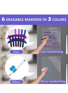 Generic Transparent Acrylic Magnetic Fridge Memo Board, Weekly Planner, Message Board, Dry Erase Board with 6 Erasable Markers (40*30cm)  - Image 4