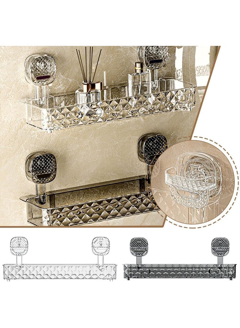 KITCHENOO Wave-shaped suction cup storage rack, new no-drill wall-mounted bathroom storage shelf with suction cups for kitchen and shower, luxurious and lightweight suction cup storage rack, suction cup shower holder - Image 1