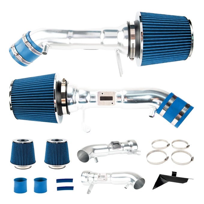 Cold Air Intake Kit Aluminum Polished Car Air Intake Pipe Kit For Q50 20142015 37Lg37 20082013 37L Blue