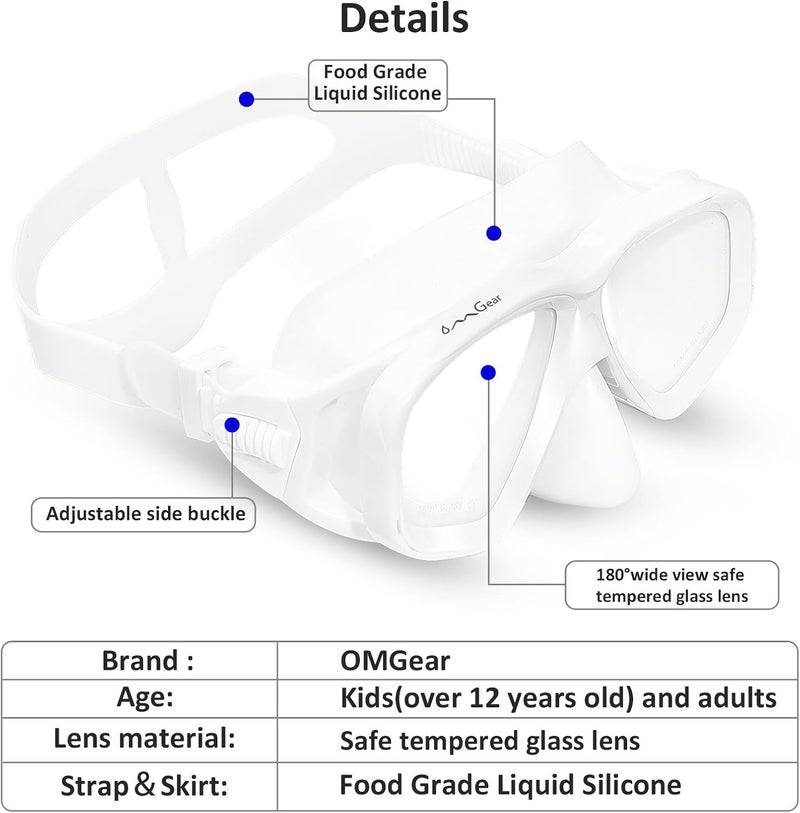 OMGear Swim Mask Dive Goggles Swimming Goggles with Nose Cover Snorkeling Gear Junior Adult Snorkel Mask for Scuba Diving Spearfishing Neoprene Strap Impact Resistance - Image 2