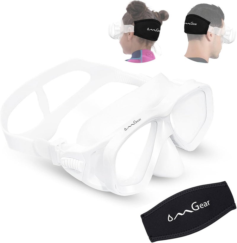OMGear Swim Mask Dive Goggles Swimming Goggles with Nose Cover Snorkeling Gear Junior Adult Snorkel Mask for Scuba Diving Spearfishing Neoprene Strap Impact Resistance - Image 1
