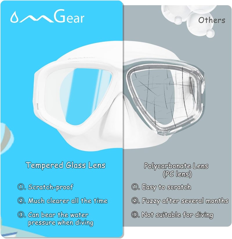OMGear Swim Mask Dive Goggles Swimming Goggles with Nose Cover Snorkeling Gear Junior Adult Snorkel Mask for Scuba Diving Spearfishing Neoprene Strap Impact Resistance - Image 5