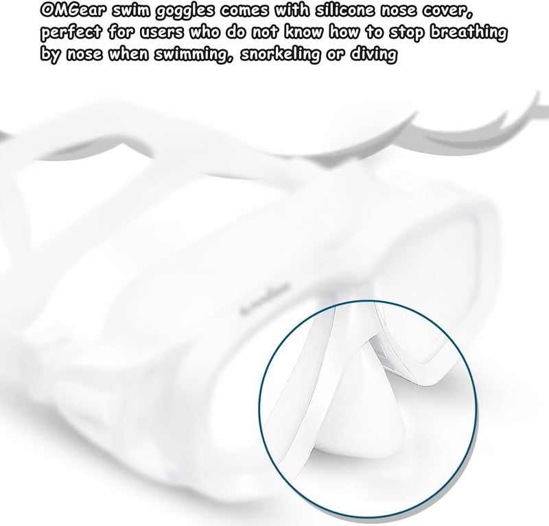 OMGear Swim Mask Dive Goggles Swimming Goggles with Nose Cover Snorkeling Gear Junior Adult Snorkel Mask for Scuba Diving Spearfishing Neoprene Strap Impact Resistance - Image 3