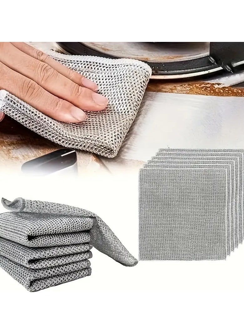 Goolsky A Versatile Miracle Cleaning Cloth Made Of 6 Pieces Of Steel Wire, Suitable For Washing Dishes, Dry And Wet Use, Does Not Scratch The Steel Wire Dishcloth, Easy To Rinse And Machine Washable - 20 Cm  - Image 3