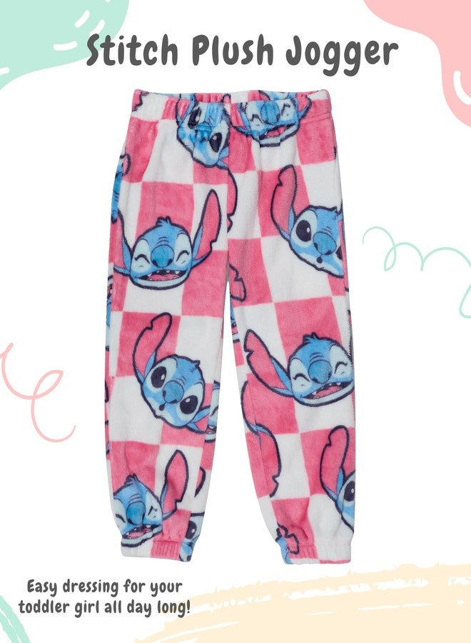 Disney Stitch Toddler Girls’ Sherpa Outfit Set - Two Piece Fuzzy Zip-Up Hoodie Jacket & Jogger Pants with Allover Print (Pink, 6) - Image 3