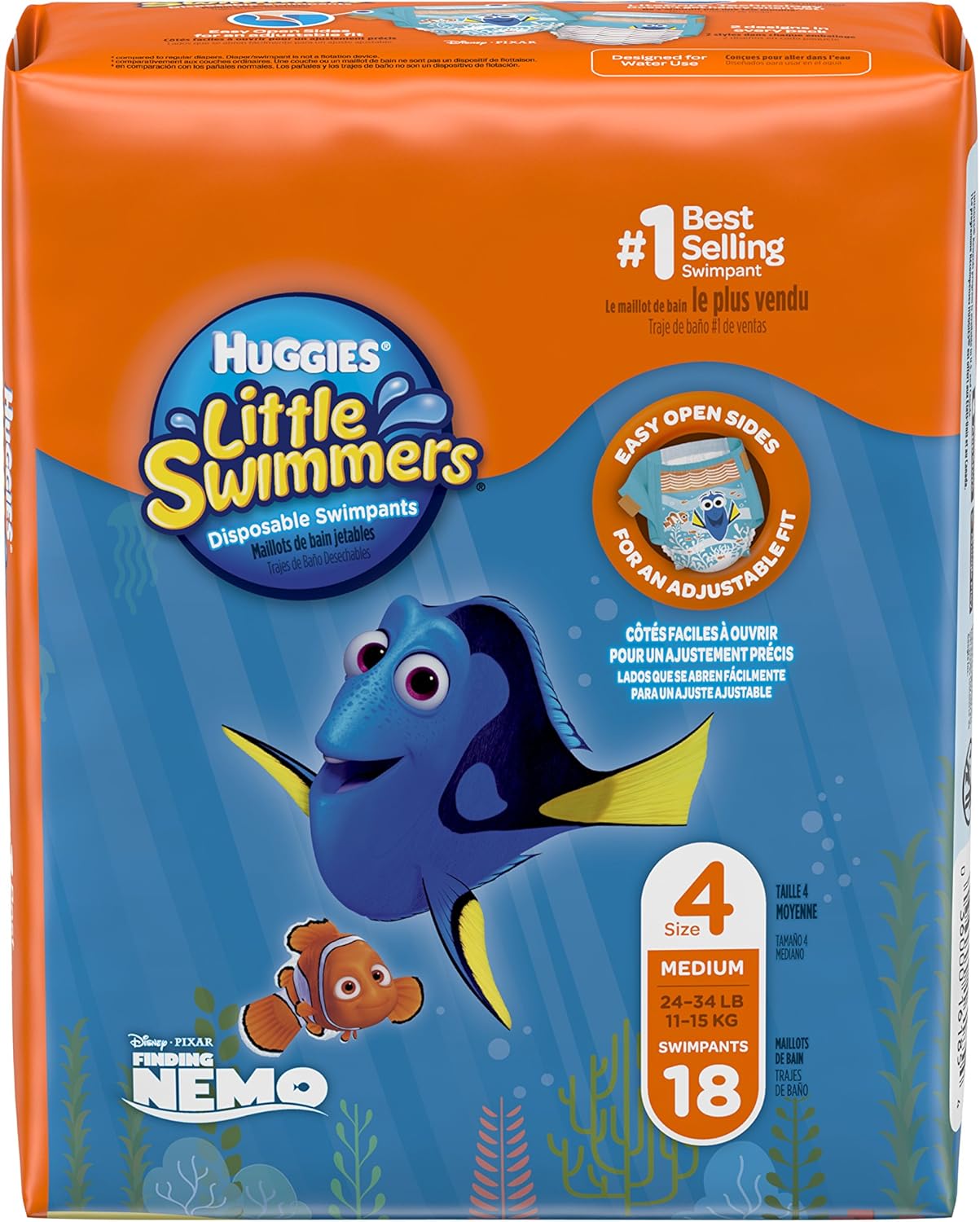 Huggies Little Swimmers Disposable Swim Diapers, X-Small (7lb-18lb.), (3 x 12 Pants)