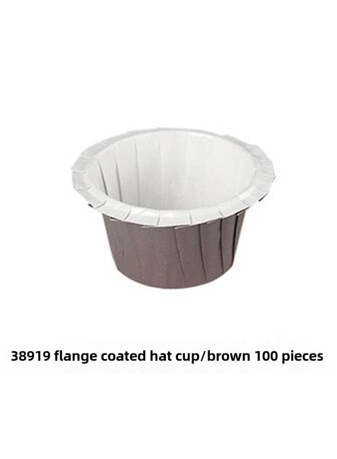 Mafen Cup Cake Cuppers Film Oil-proof Paper Holder Aluminum Curl Cup Tulip Paper Cup Love House Baking Supplies-Color:A Variety Of Paper Cups Optional-Specifications:[38919] Flanging Coated Hat Cup 100pc/Brown - Image 1