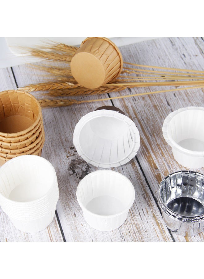 Mafen Cup Cake Cuppers Film Oil-proof Paper Holder Aluminum Curl Cup Tulip Paper Cup Love House Baking Supplies-Color:A Variety Of Paper Cups Optional-Specifications:[38919] Flanging Coated Hat Cup 100pc/Brown - Image 3