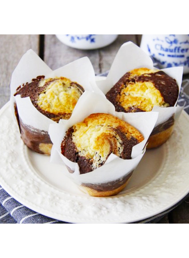 Mafen Cup Cake Cuppers Film Oil-proof Paper Holder Aluminum Curl Cup Tulip Paper Cup Love House Baking Supplies-Color:A Variety Of Paper Cups Optional-Specifications:[38919] Flanging Coated Hat Cup 100pc/Brown - Image 4