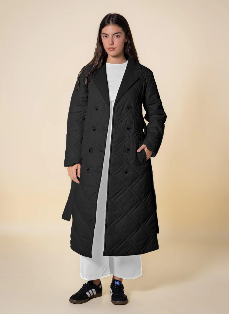 SHAPES DETAILED LONG PUFFER JACKET