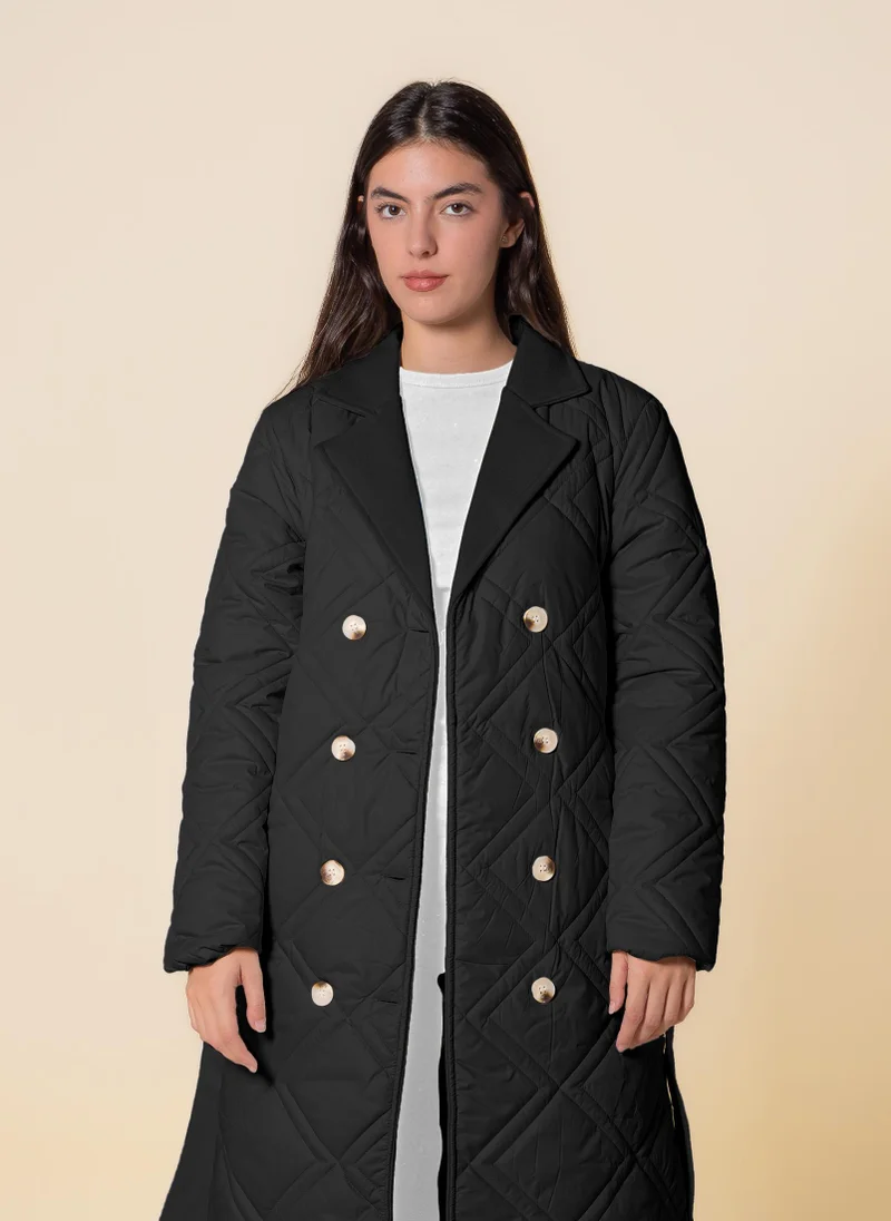 SHAPES DETAILED LONG PUFFER JACKET