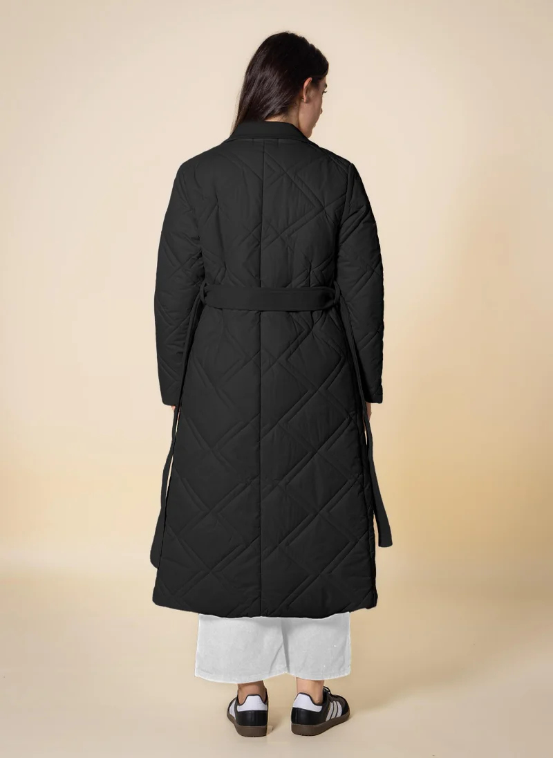 Shapes Black DETAILED LONG PUFFER JACKET for Women | Best Price UAE