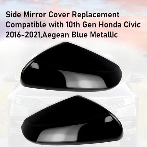 Moonlinks Compatible with 2016-2021 Honda Civic Side Mirror Cover Replacement,Glossy Black LH & RH Side Door Rearview Mirror Cap Trim for 10th Gen Civic,2019-2022 Insight,(1 Pair) - Image 3