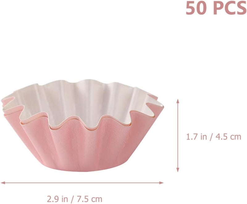 50pcs Pink Cupcake Liners Baking Cups Oil-resistant Paper Baking Trays Cake Wrappers for Home and Party Dessert Decoration - Image 2