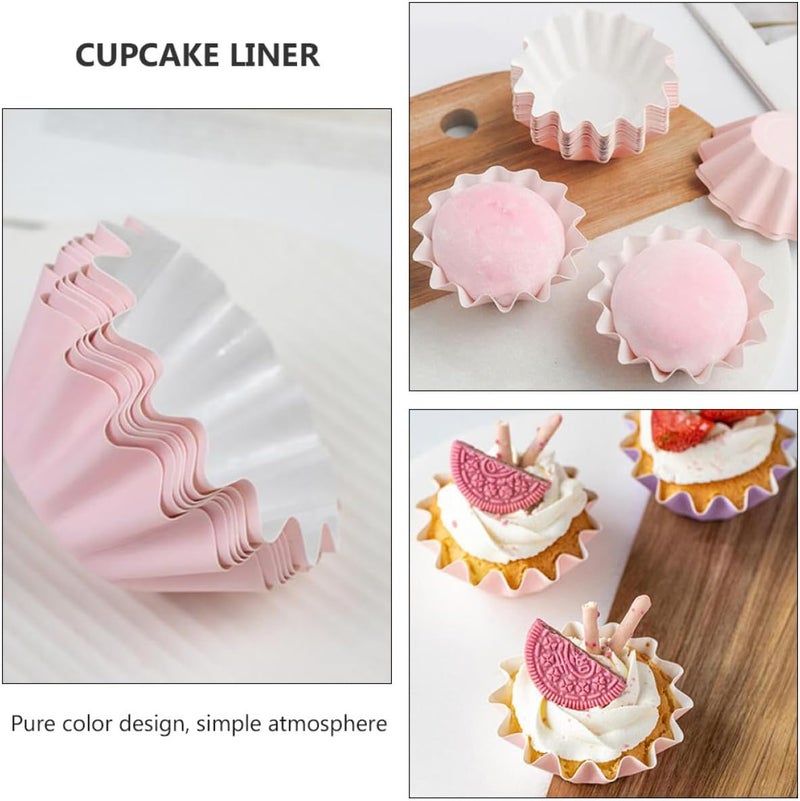 50pcs Pink Cupcake Liners Baking Cups Oil-resistant Paper Baking Trays Cake Wrappers for Home and Party Dessert Decoration - Image 3