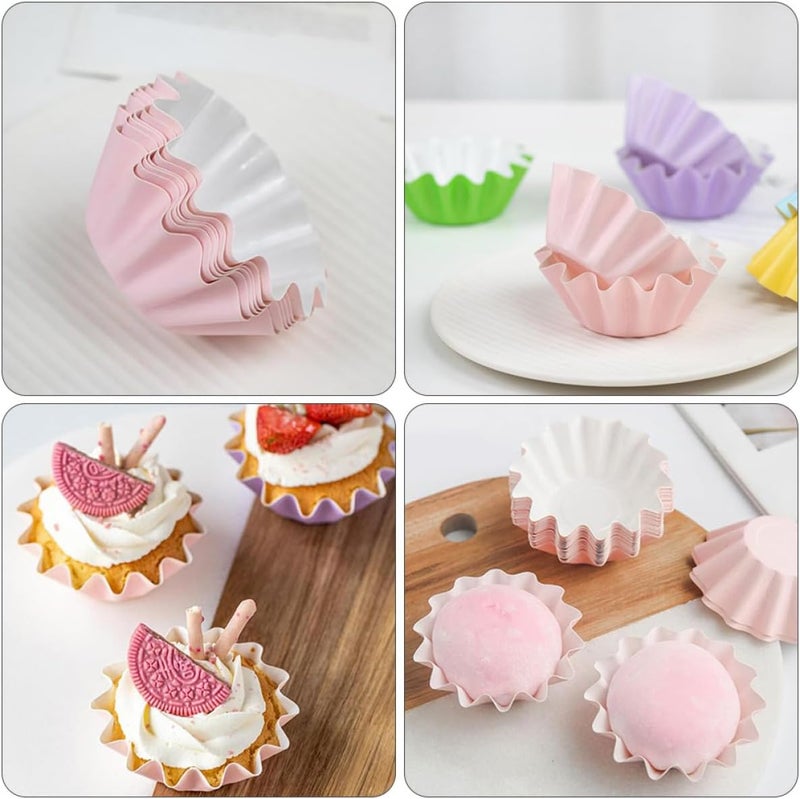 50pcs Pink Cupcake Liners Baking Cups Oil-resistant Paper Baking Trays Cake Wrappers for Home and Party Dessert Decoration - Image 4