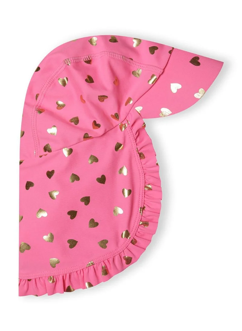 MINOTI 2-Piece Baby Girl Swim Set with Short Sleeve Suit and Sun Hat