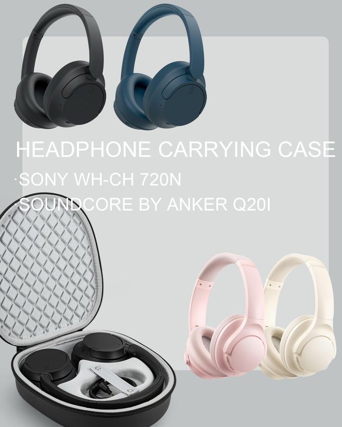 stukcaze Headphone Case For Sony Wh-Ch720N Soundcore By Anker Q20I, Hard Portable Over Ear Headphone Carrying Case, Wireless Headphone Storage Protective Case For Travel Home (Black-Pattern) - Image 2