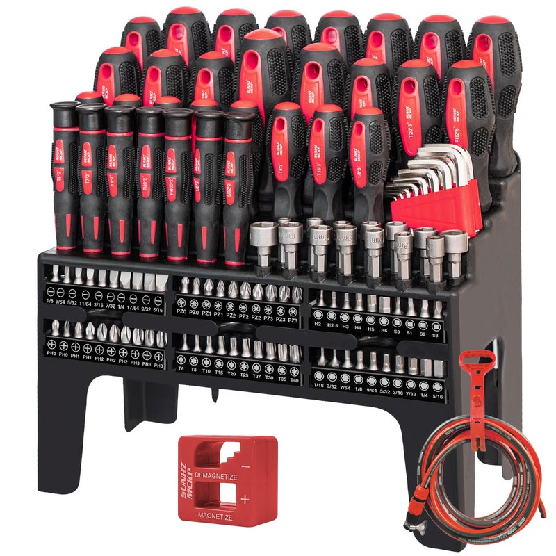 SUNHZ MCKP SUNHZMCKP 124-Piece Magnetic Screwdriver set, Includes Slotted, Phillips, Pozidriv, Hex, Torx and Precision Screwdriver, ratcheting screwdriver and nut drivers With Storage rack - Image 1