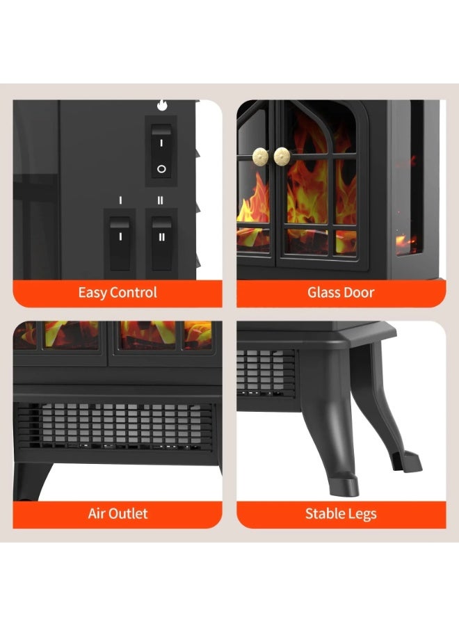 دينكس مدفأة كهربائية صغيرة أنيقة مع تحكم في درجة الحرارة، ،مع  تأثيرات لهب واقعية ثلاثية الأبعاد، تصميم آمن من ارتفاع درجة الحرارة - Image 2