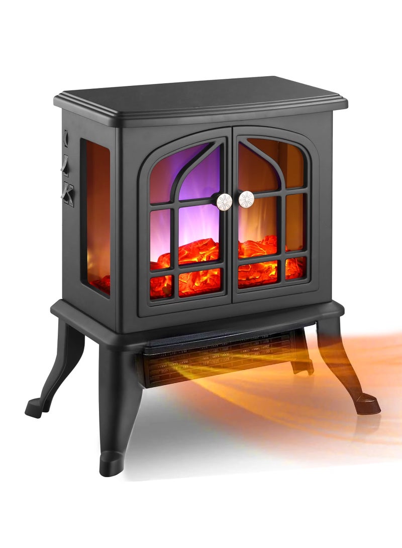 دينكس مدفأة كهربائية صغيرة أنيقة مع تحكم في درجة الحرارة، ،مع  تأثيرات لهب واقعية ثلاثية الأبعاد، تصميم آمن من ارتفاع درجة الحرارة - Image 1