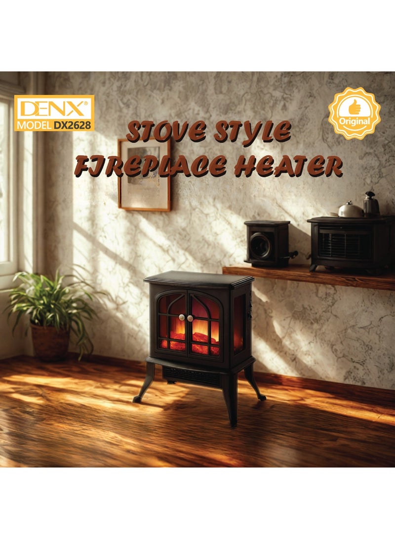 دينكس مدفأة كهربائية صغيرة أنيقة مع تحكم في درجة الحرارة، ،مع  تأثيرات لهب واقعية ثلاثية الأبعاد، تصميم آمن من ارتفاع درجة الحرارة - Image 3