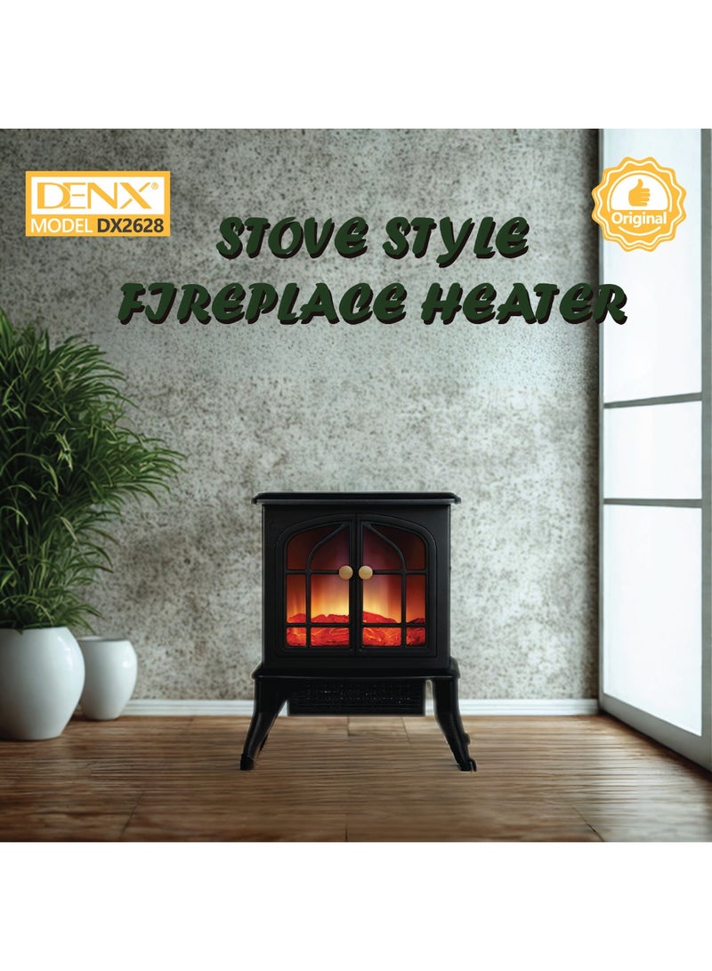 دينكس مدفأة كهربائية صغيرة أنيقة مع تحكم في درجة الحرارة، ،مع  تأثيرات لهب واقعية ثلاثية الأبعاد، تصميم آمن من ارتفاع درجة الحرارة - Image 5