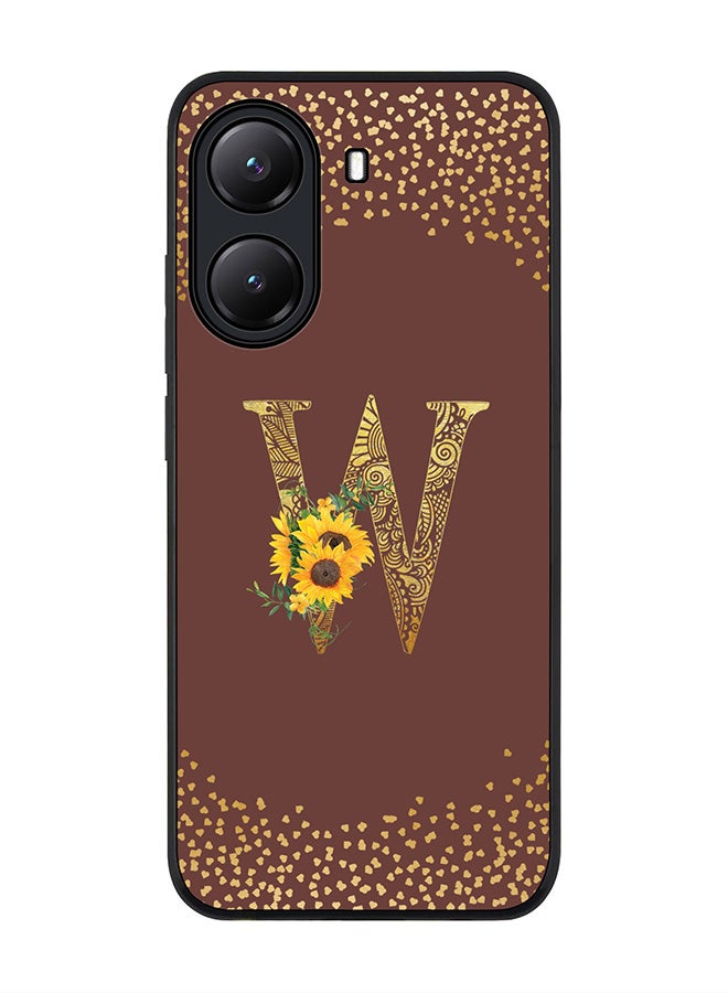 Stylizedd For Xiaomi Poco X7 Pro 5G Case,Slim fit Camera Protection, Shockproof Thin Phone cover  - Custom Floral Monogram - W  (Brown ) - Image 1